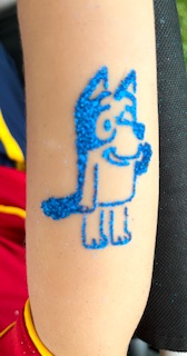 Blue Bluey glitter tattoo